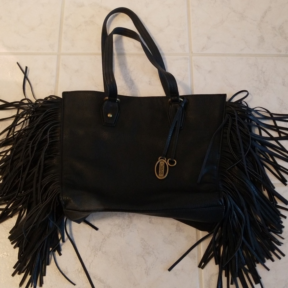 Carlos Santana Black Fringe Purse